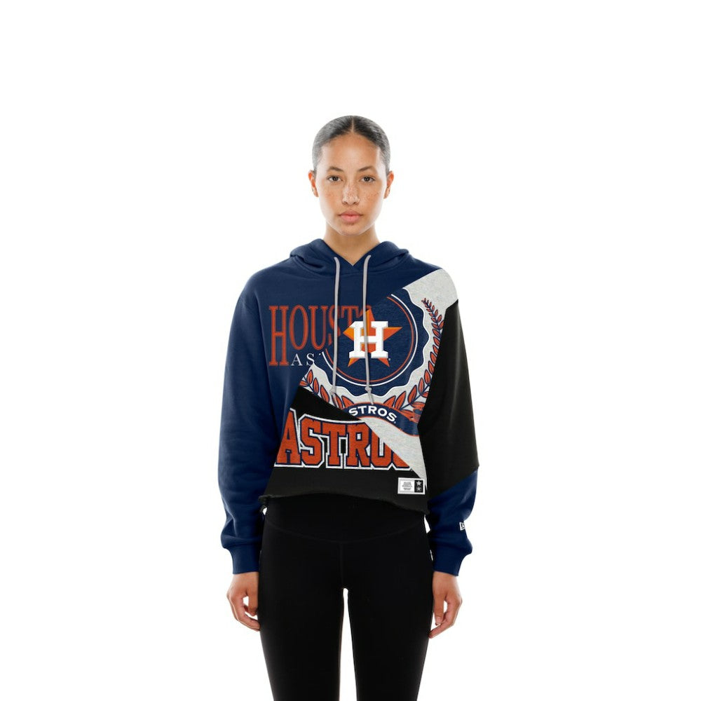 Houston Astros New Era Women's Upcycled Color Block Cropped Boxy Hoodie | MLB Shop