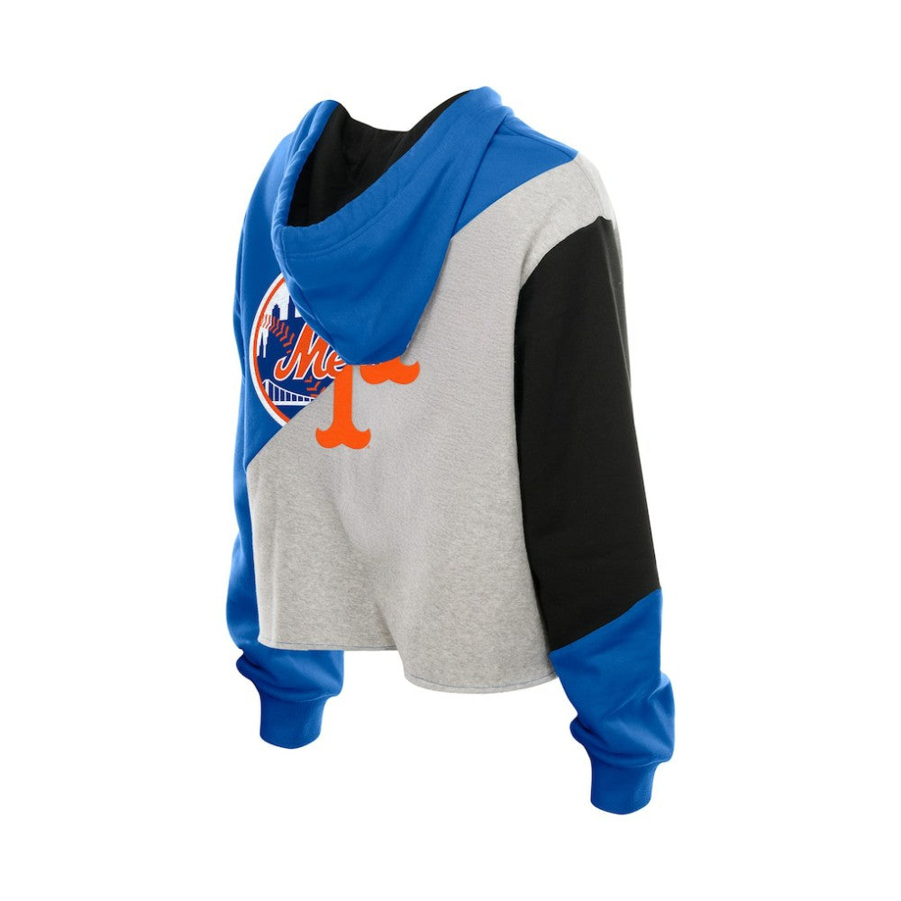 New York Mets New Era Women's Upcycled Color Block Cropped Boxy Hoodie | MLB New