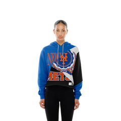 New York Mets New Era Women's Upcycled Color Block Cropped Boxy Hoodie | MLB New