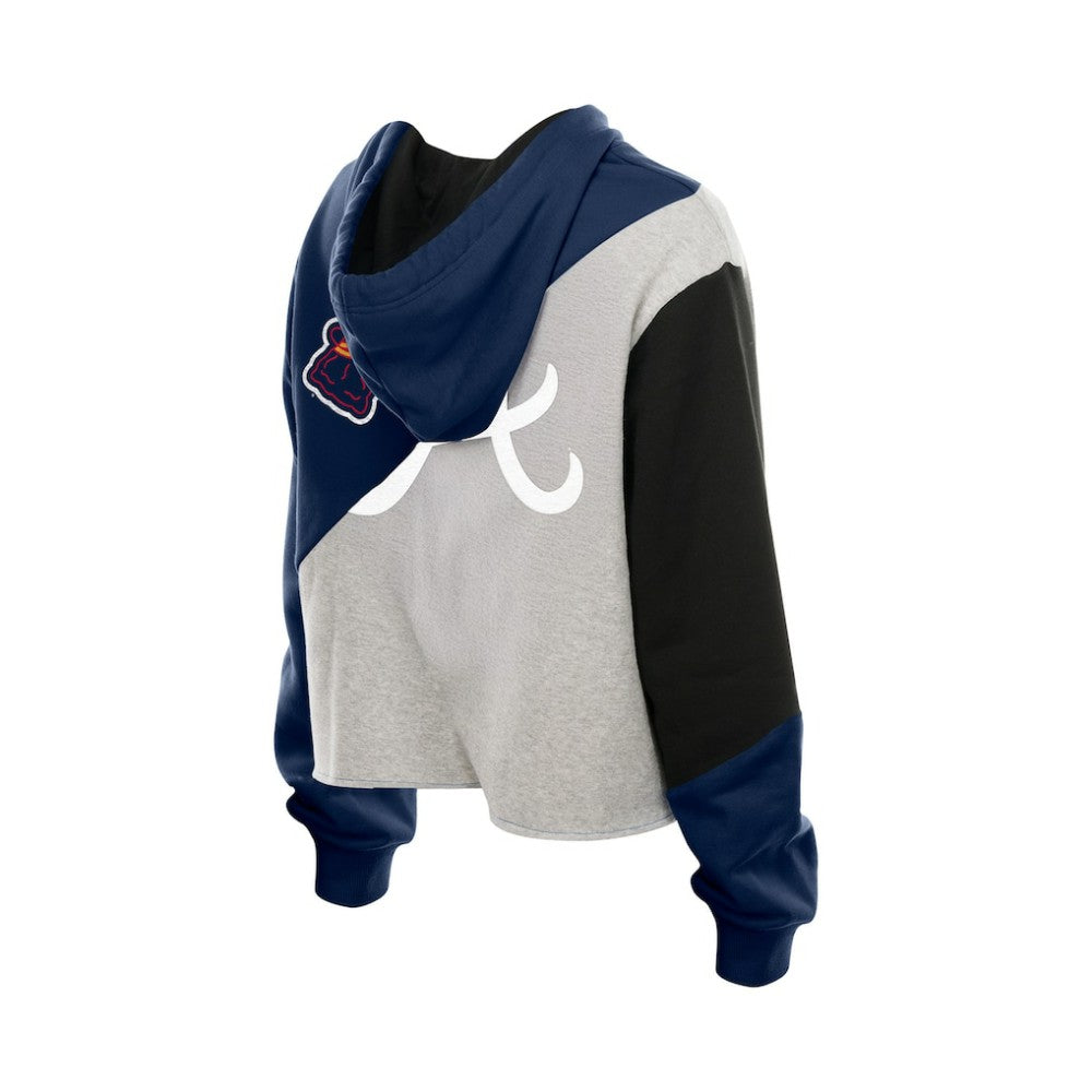 Atlanta Braves New Era Women's Upcycled Color Block Cropped Boxy Hoodie | MLB US
