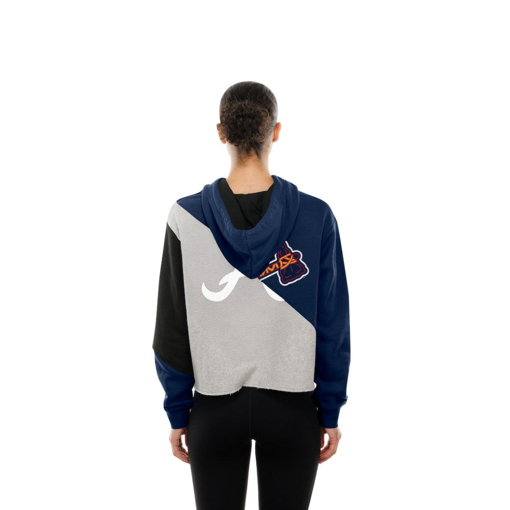 Atlanta Braves New Era Women's Upcycled Color Block Cropped Boxy Hoodie | MLB US
