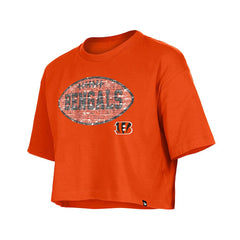 Cincinnati Bengals New Era Girl's Flip Sequin Boxy T-Shirt