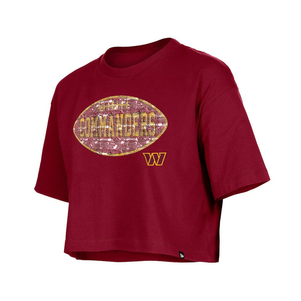 Washington Commanders New Era Girl's Flip Sequin Boxy T-Shirt