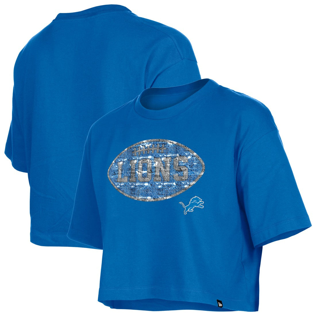 Detroit Lions New Era Girl's Flip Sequin Boxy T-Shirt