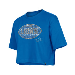 Detroit Lions New Era Girl's Flip Sequin Boxy T-Shirt