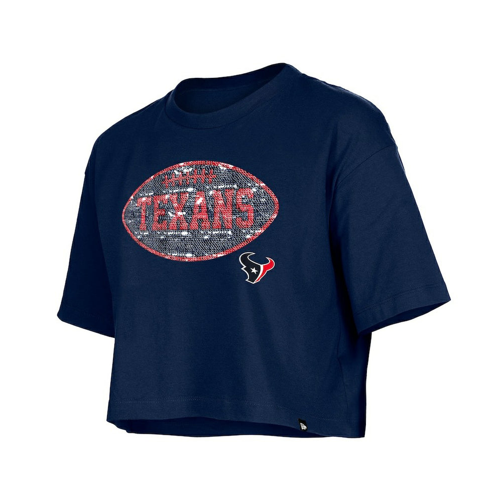 Houston Texans New Era Girl's Flip Sequin Boxy T-Shirt