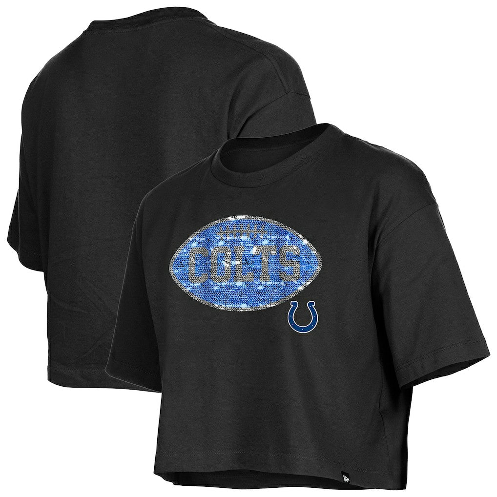 Indianapolis Colts New Era Girl's Flip Sequin Boxy T-Shirt