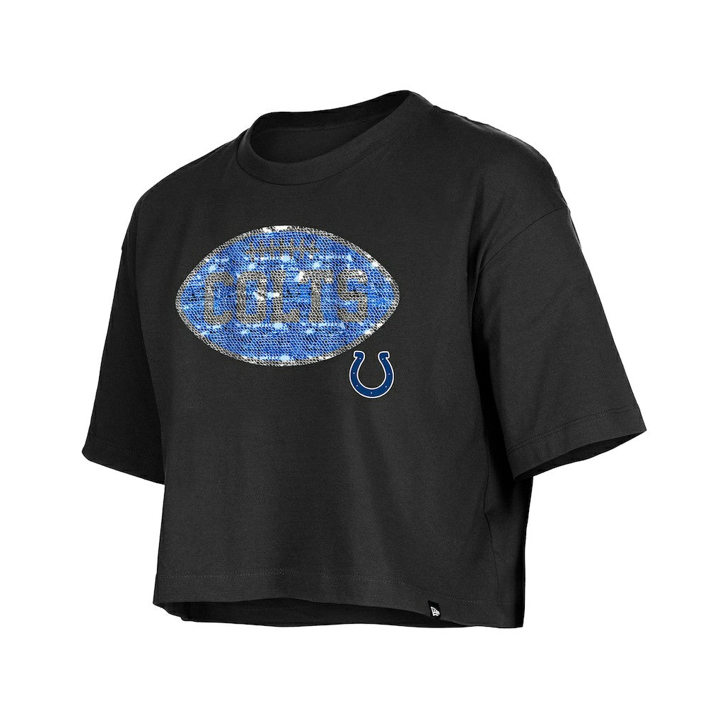 Indianapolis Colts New Era Girl's Flip Sequin Boxy T-Shirt