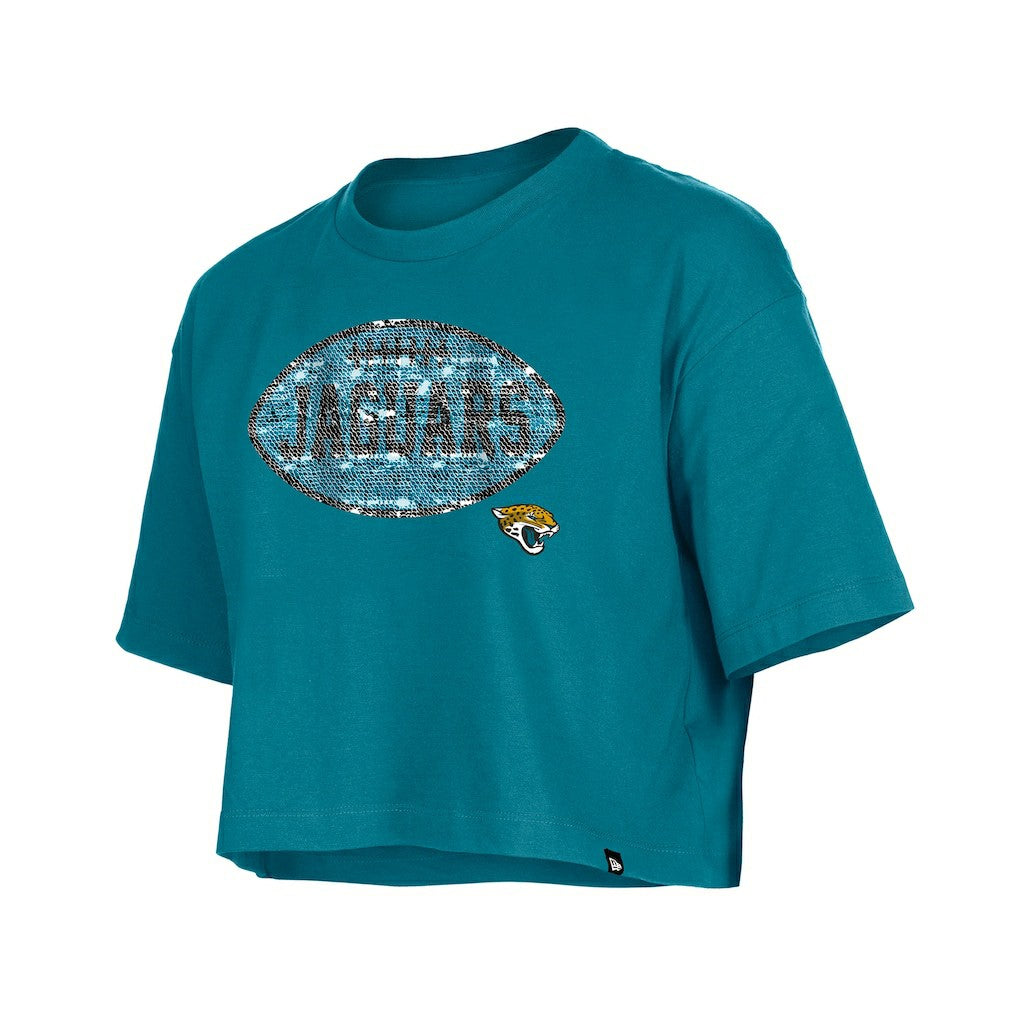 Jacksonville Jaguars New Era Girl's Flip Sequin Boxy T-Shirt