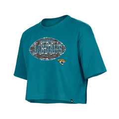 Jacksonville Jaguars New Era Girl's Flip Sequin Boxy T-Shirt