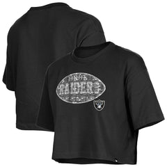 Las Vegas Raiders New Era Girl's Flip Sequin Boxy T-Shirt