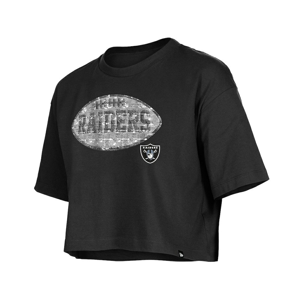 Las Vegas Raiders New Era Girl's Flip Sequin Boxy T-Shirt