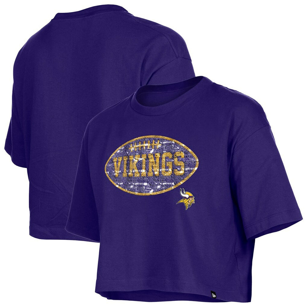 Minnesota Vikings New Era Girl's Flip Sequin Boxy T-Shirt