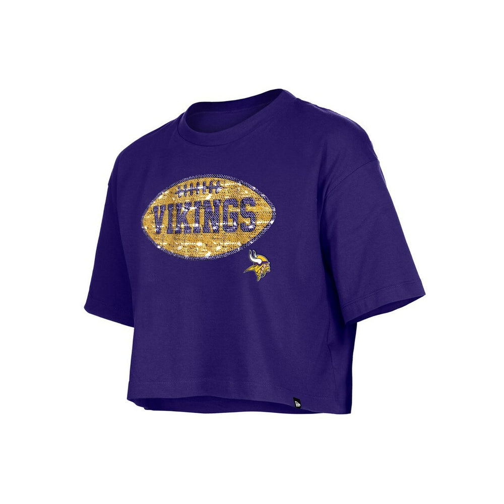 Minnesota Vikings New Era Girl's Flip Sequin Boxy T-Shirt