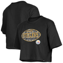 Pittsburgh Steelers New Era Girl's Flip Sequin Boxy T-Shirt