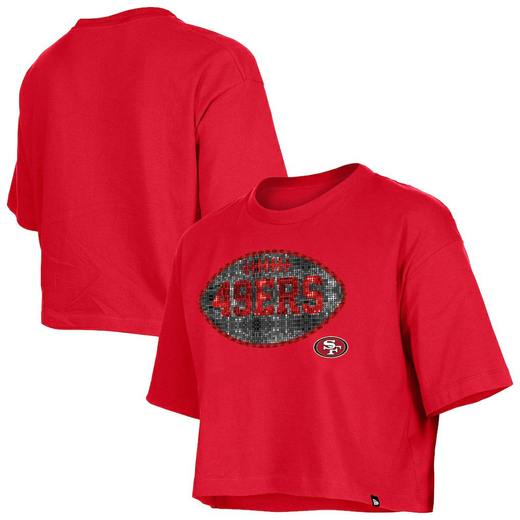 San Francisco 49ers New Era Girl's Flip Sequin Boxy T-Shirt
