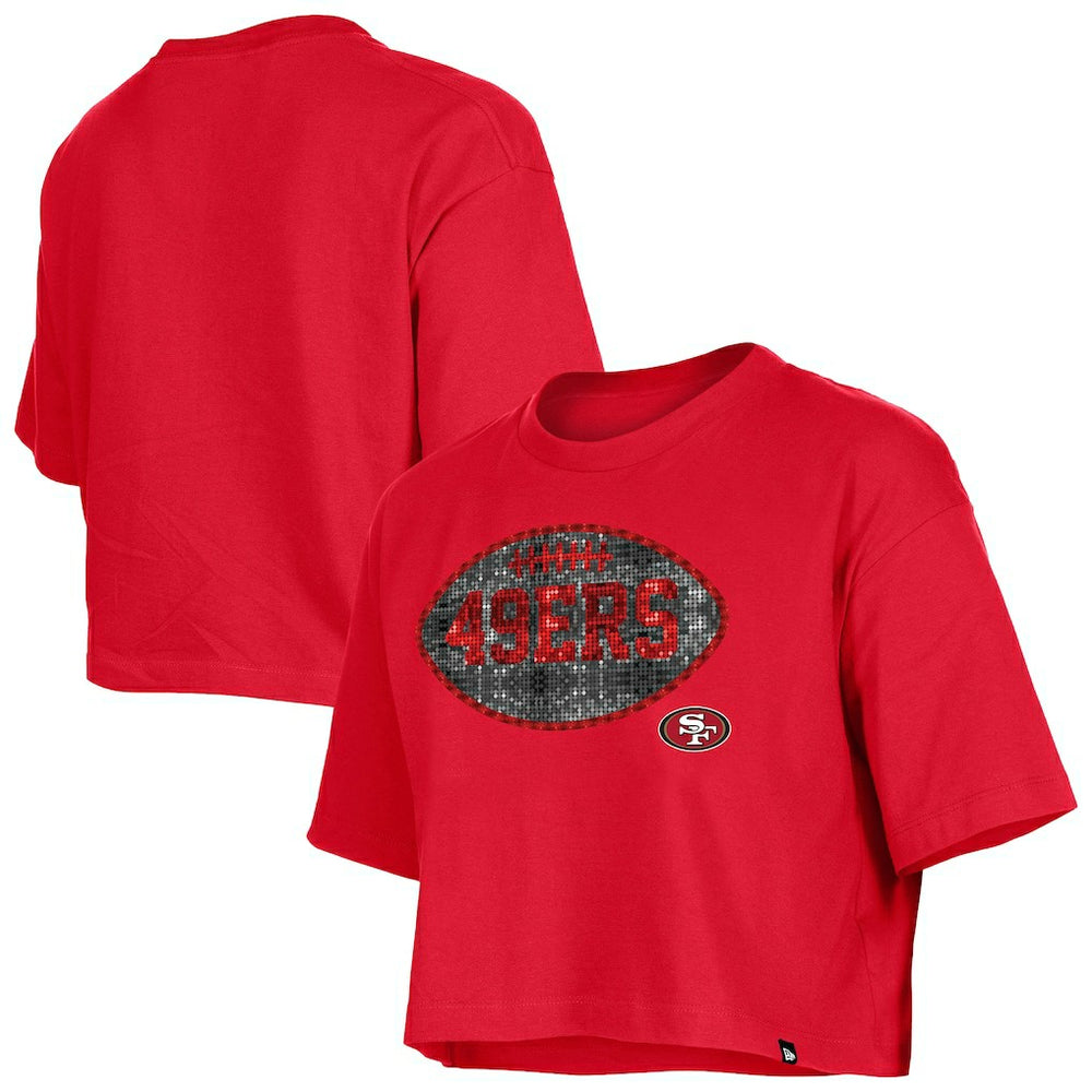 San Francisco 49ers New Era Girl's Flip Sequin Boxy T-Shirt