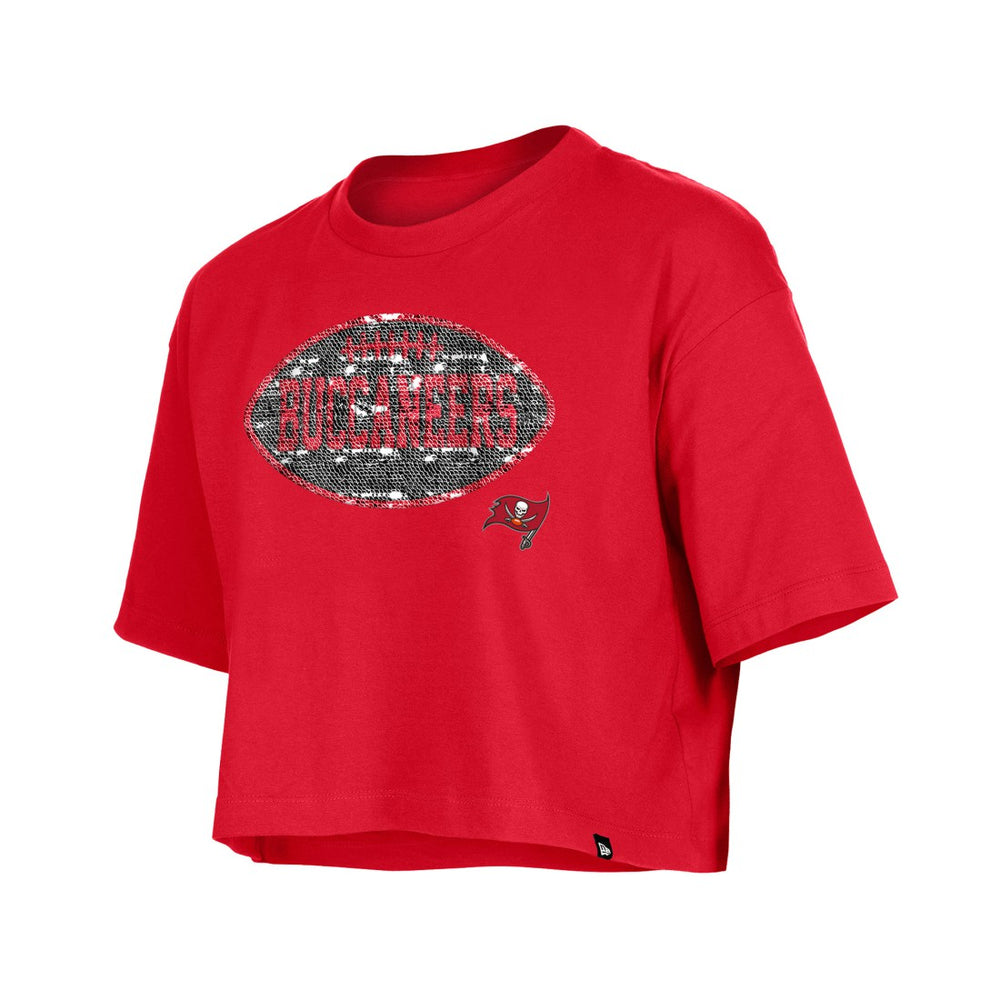 Tampa Bay Buccaneers New Era Girl's Flip Sequin Boxy T-Shirt