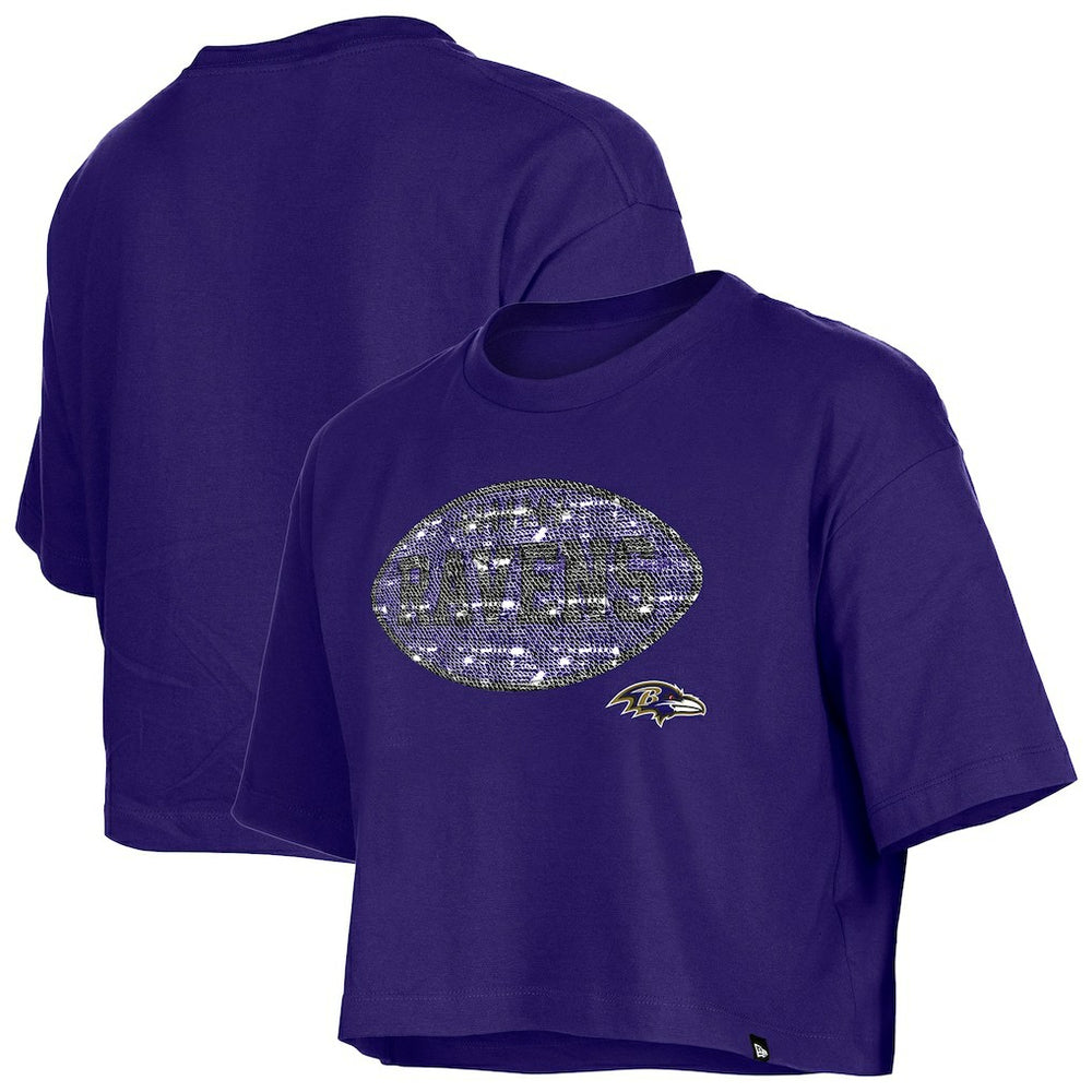 Baltimore Ravens New Era Girl's Flip Sequin Boxy T-Shirt