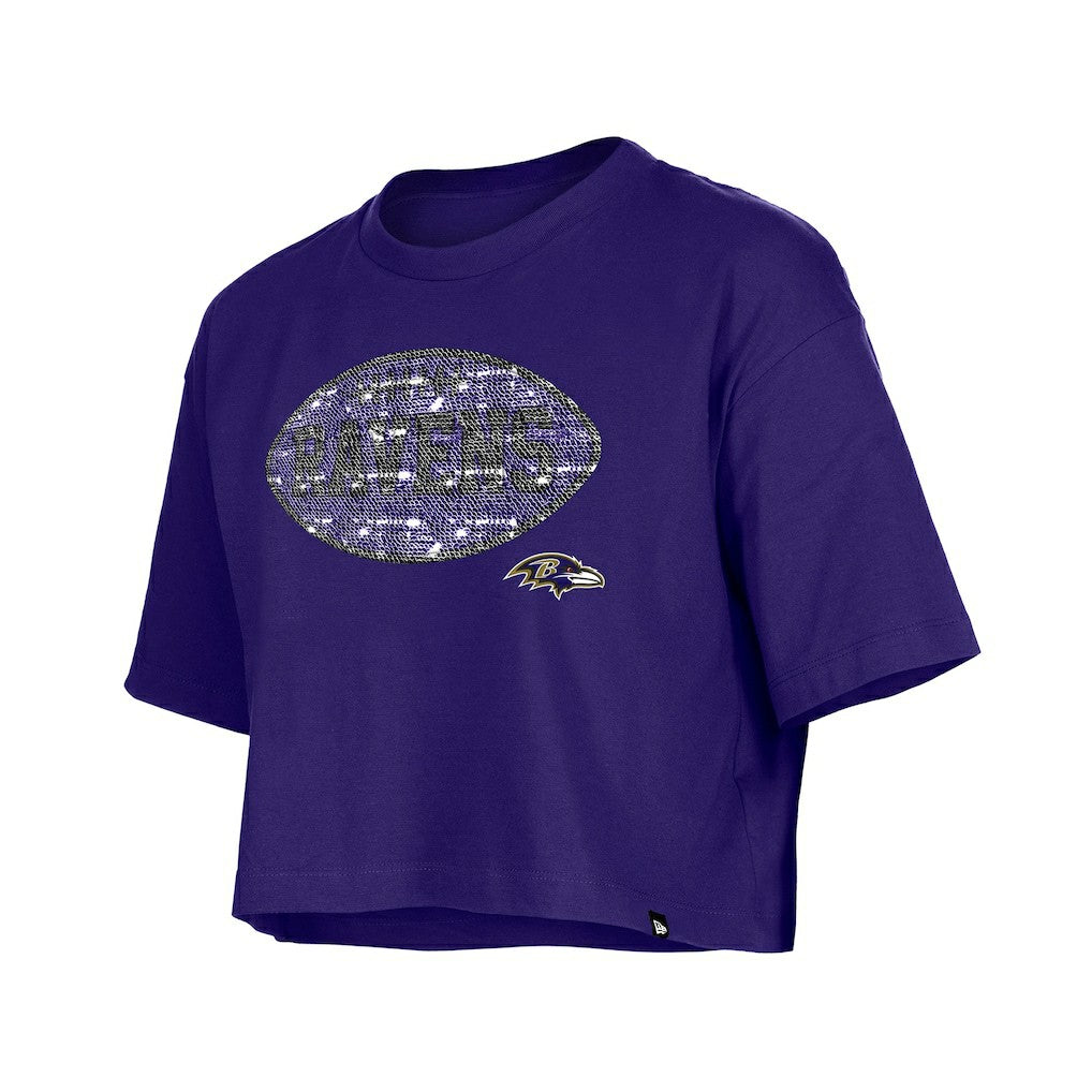Baltimore Ravens New Era Girl's Flip Sequin Boxy T-Shirt