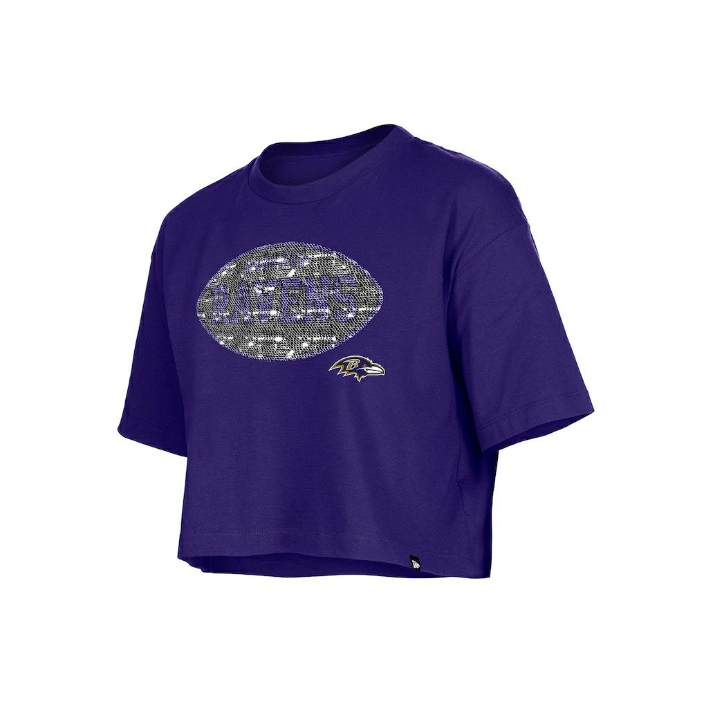 Baltimore Ravens New Era Girl's Flip Sequin Boxy T-Shirt