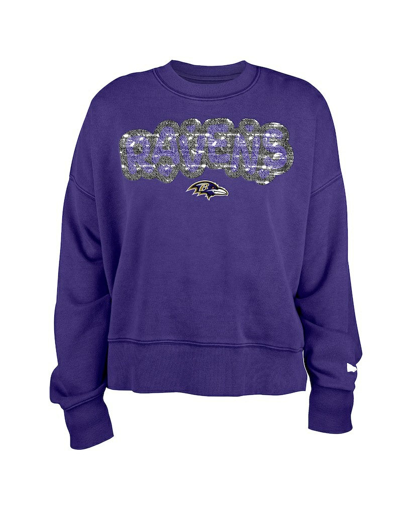 Baltimore Ravens New Era Girl's Flip Sequin Sweatshirt