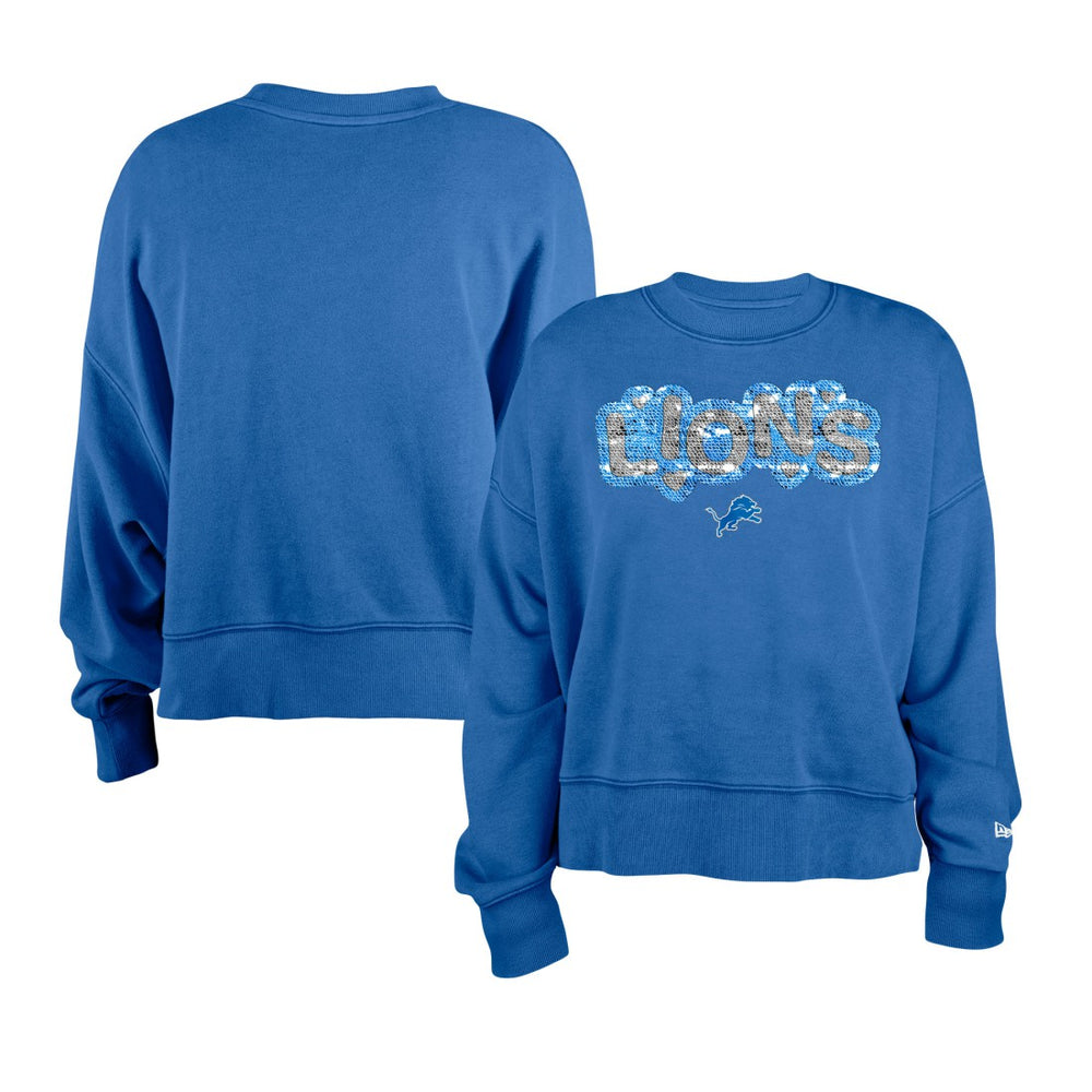 Detroit Lions New Era Girl's Flip Sequin Sweatshirt