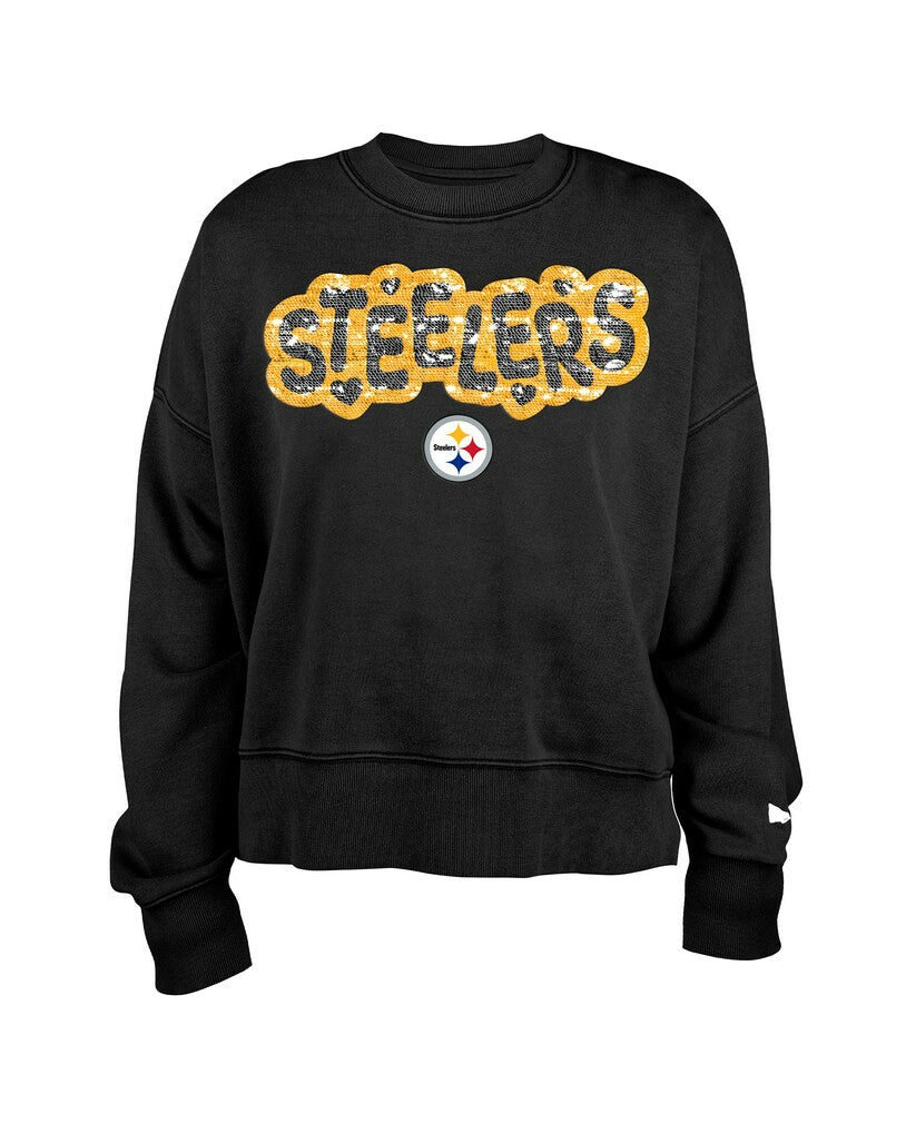 Pittsburgh Steelers New Era Girl's Flip Sequin Sweatshirt