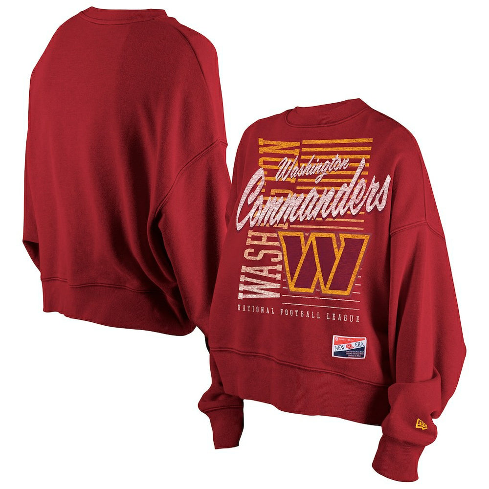 Washington Commanders New Era Women's Oversized Throwback Mineral Wash Crew Neck Sweatshirt
