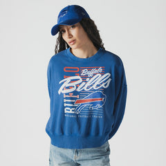 Buffalo Bills New Era Women's Oversized Throwback Mineral Wash Crew Neck Sweatshirt