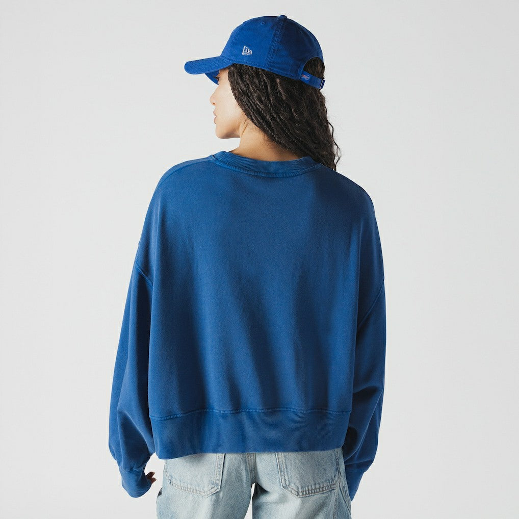 Buffalo Bills New Era Women's Oversized Throwback Mineral Wash Crew Neck Sweatshirt