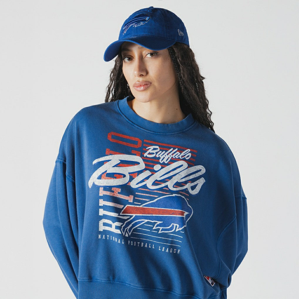 Buffalo Bills New Era Women's Oversized Throwback Mineral Wash Crew Neck Sweatshirt