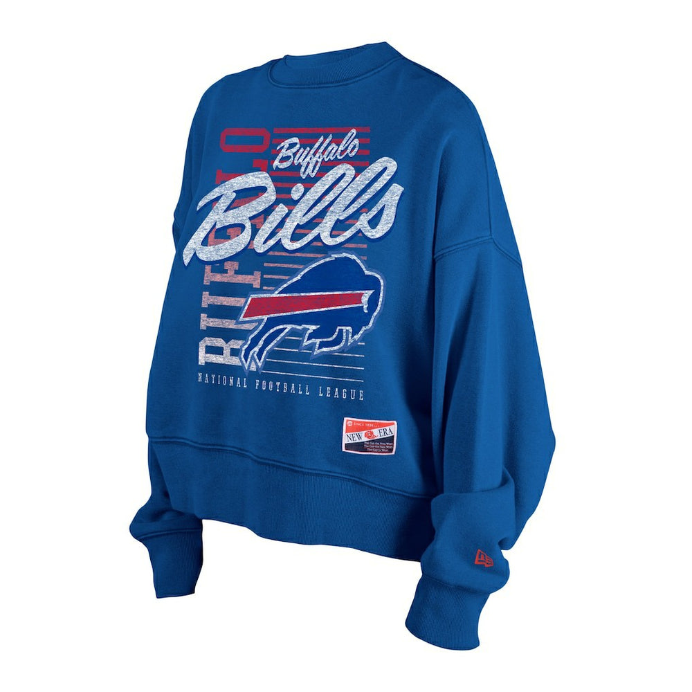 Buffalo Bills New Era Women's Oversized Throwback Mineral Wash Crew Neck Sweatshirt