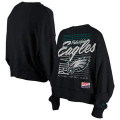 Philadelphia Eagles New Era Women's Oversized Throwback Mineral Wash Crew Neck Sweatshirt
