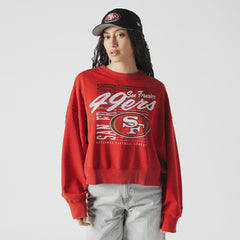 San Francisco 49ers New Era Women's Oversized Throwback Mineral Wash Crew Neck Sweatshirt