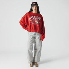 San Francisco 49ers New Era Women's Oversized Throwback Mineral Wash Crew Neck Sweatshirt