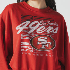 San Francisco 49ers New Era Women's Oversized Throwback Mineral Wash Crew Neck Sweatshirt