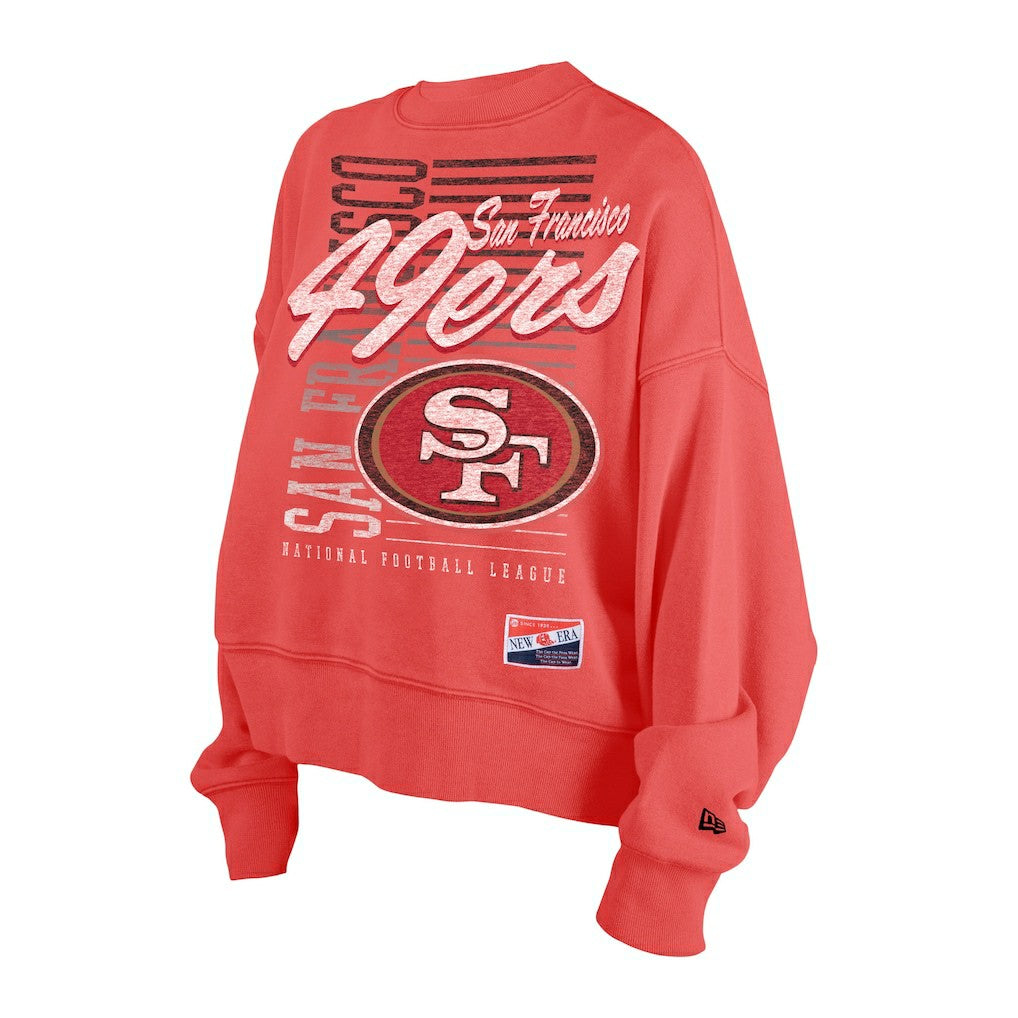 San Francisco 49ers New Era Women's Oversized Throwback Mineral Wash Crew Neck Sweatshirt