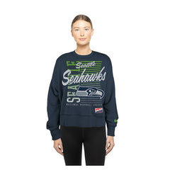 Seattle Seahawks New Era Women's Oversized Throwback Mineral Wash Crew Neck Sweatshirt