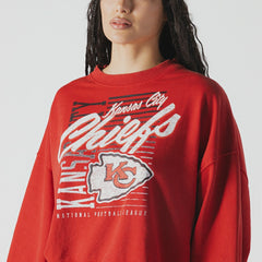 Kansas City Chiefs New Era Women's Oversized Throwback Mineral Wash Crew Neck Sweatshirt