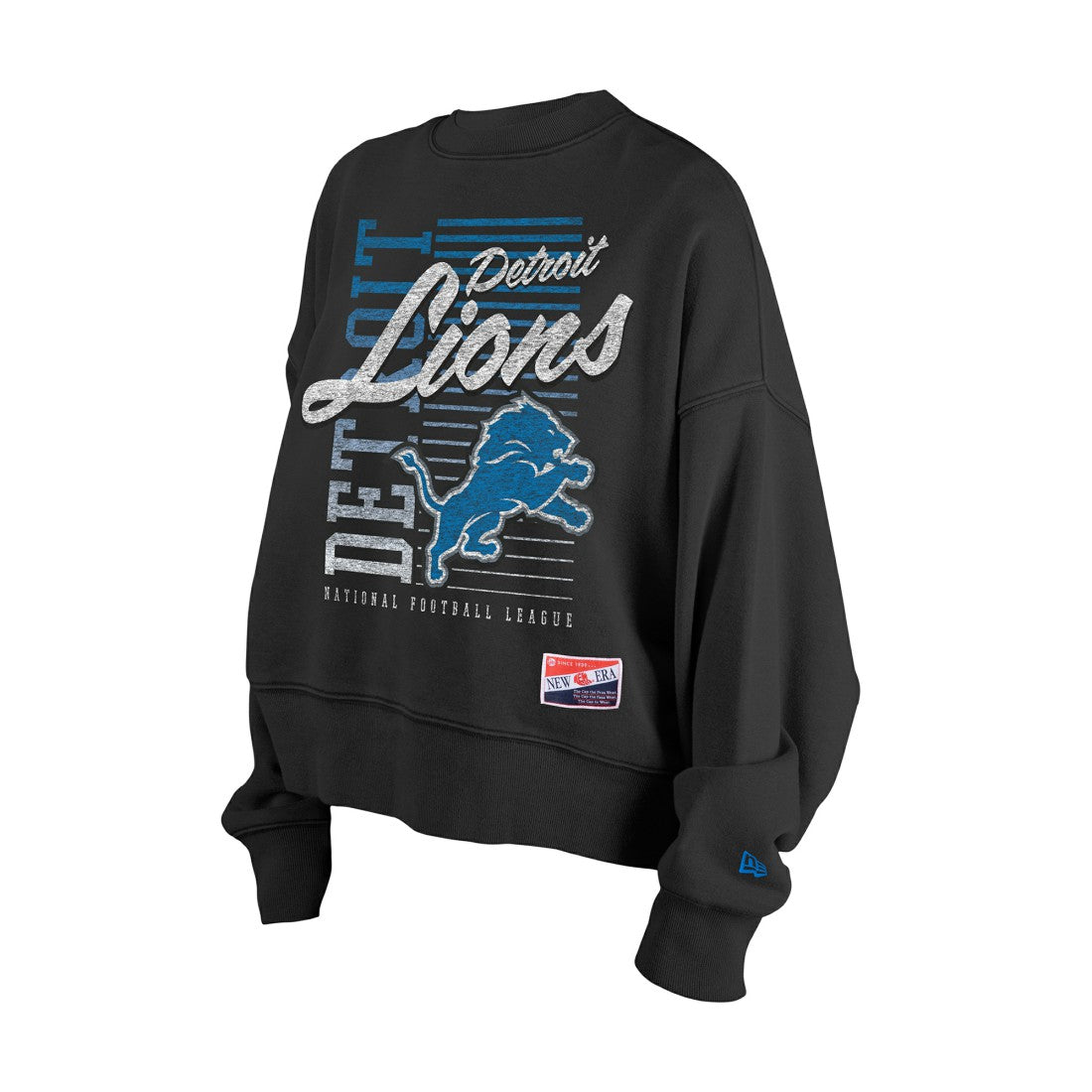 Detroit Lions New Era Women's Oversized Throwback Mineral Wash Crew Neck Sweatshirt