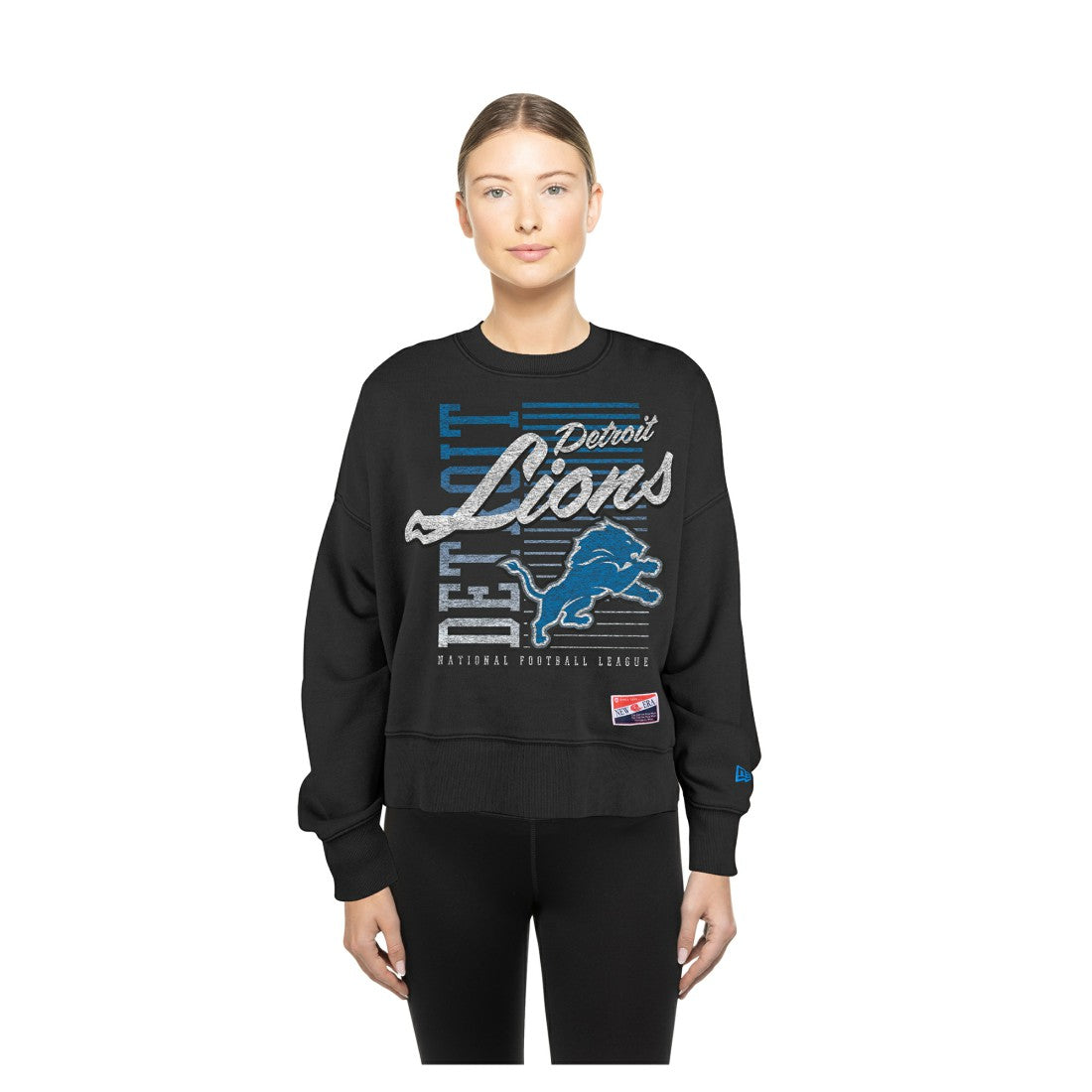 Detroit Lions New Era Women's Oversized Throwback Mineral Wash Crew Neck Sweatshirt