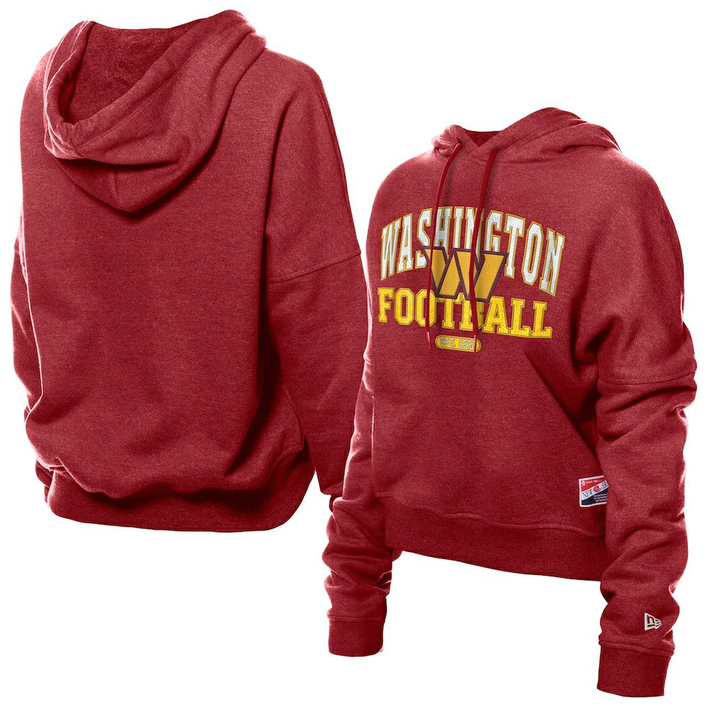 Washington Commanders New Era Women's Throwback Boxy Hoodie Sweatshirt