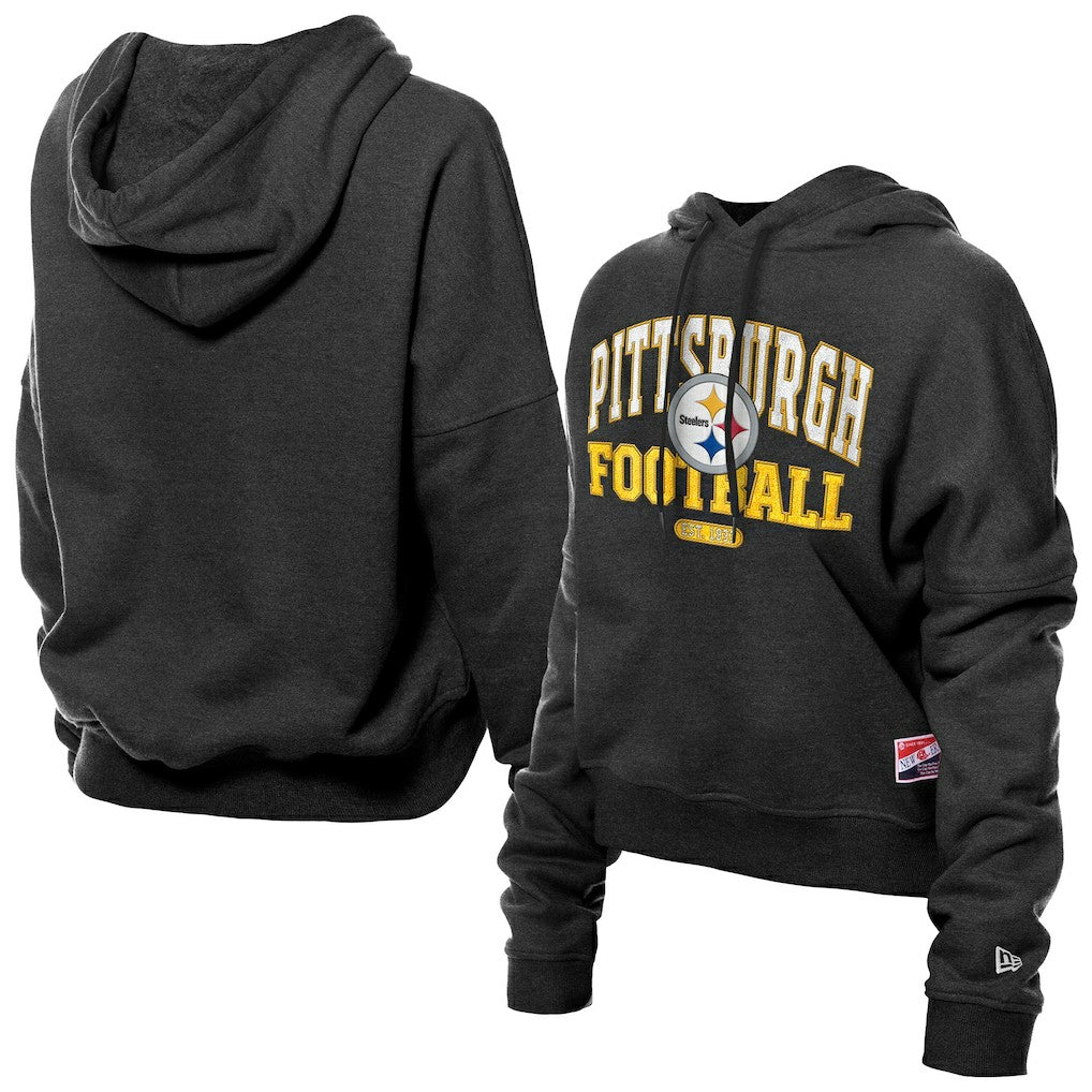 Pittsburgh Steelers New Era Women's Throwback Boxy Hoodie Sweatshirt