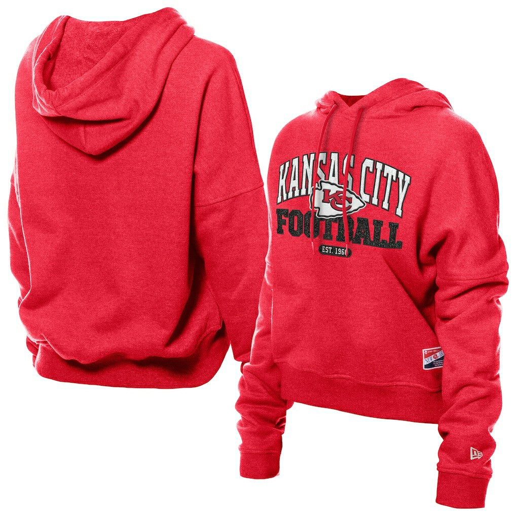 Kansas City Chiefs New Era Women's Throwback Boxy Hoodie Sweatshirt