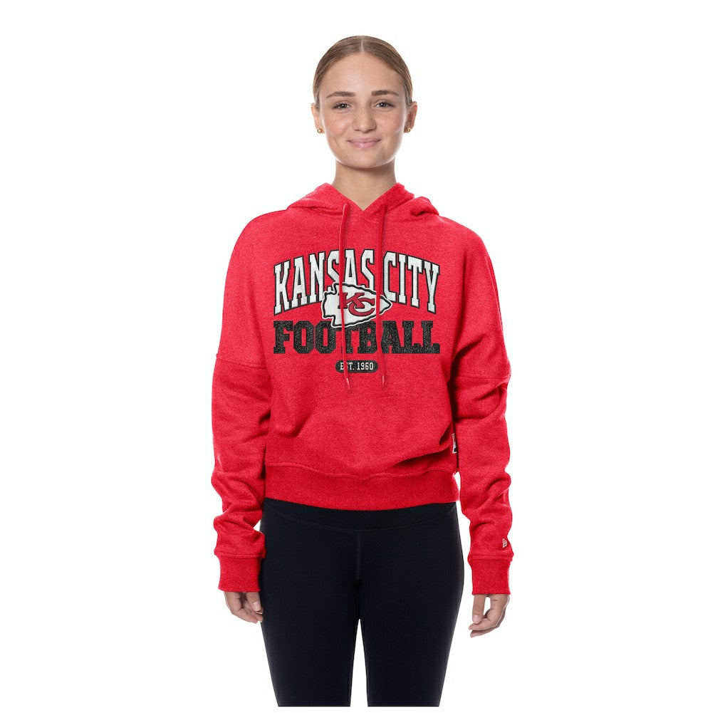 Kansas City Chiefs New Era Women's Throwback Boxy Hoodie Sweatshirt