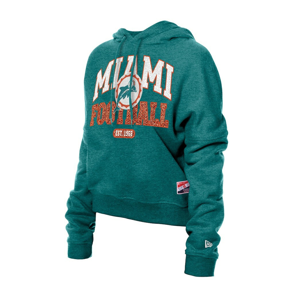 Miami Dolphins New Era Women's Throwback Boxy Hoodie Sweatshirt