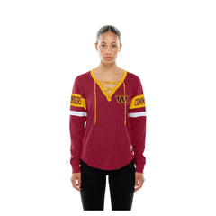Washington Commanders New Era Women's Throwback Lace-Up Long-Sleeve T-Shirt