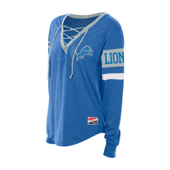 Detroit Lions New Era Women's Throwback Lace-Up Long-Sleeve T-Shirt