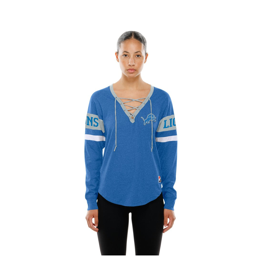 Detroit Lions New Era Women's Throwback Lace-Up Long-Sleeve T-Shirt